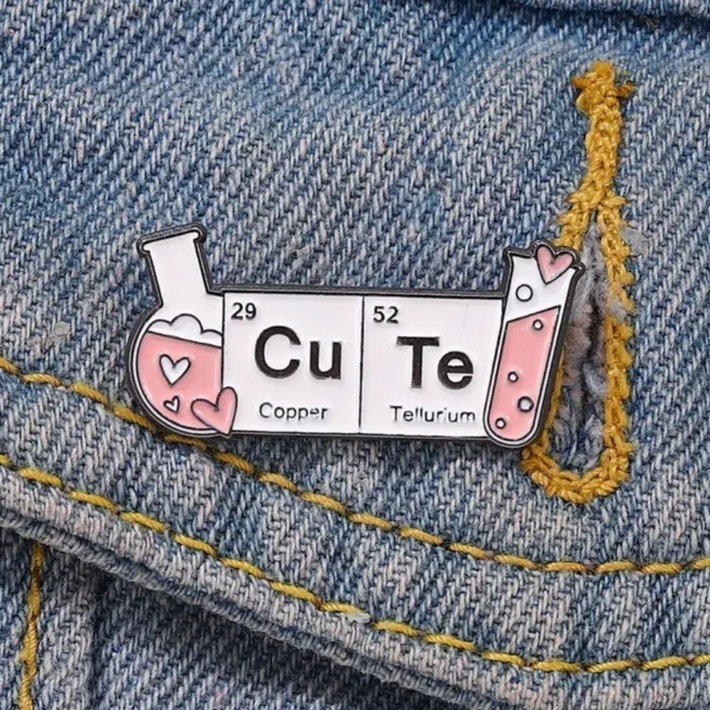 3/$25 “CuTe” Chemistry Geek Pin, Periodic Table, Table of Elements